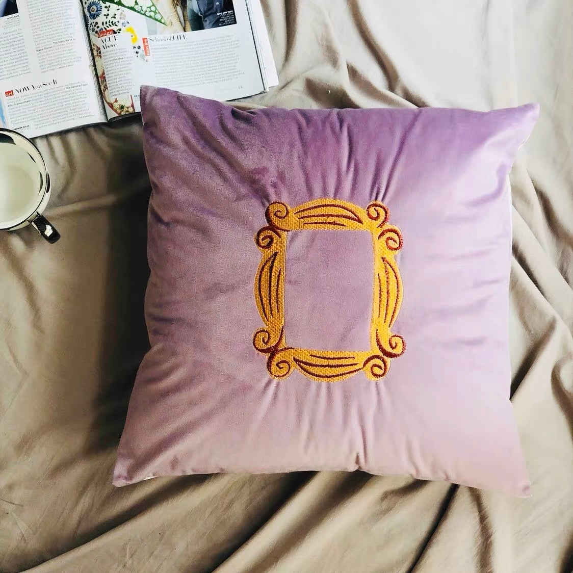 Monica’s Peephole Velvet Throw Pillow